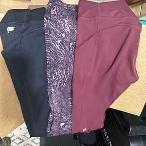 Fabletics Pure luxe Leggings - Black, Purple Pattern, Maroon